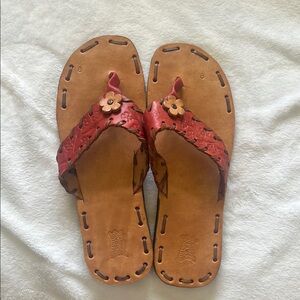Women's Red Leather Sandals